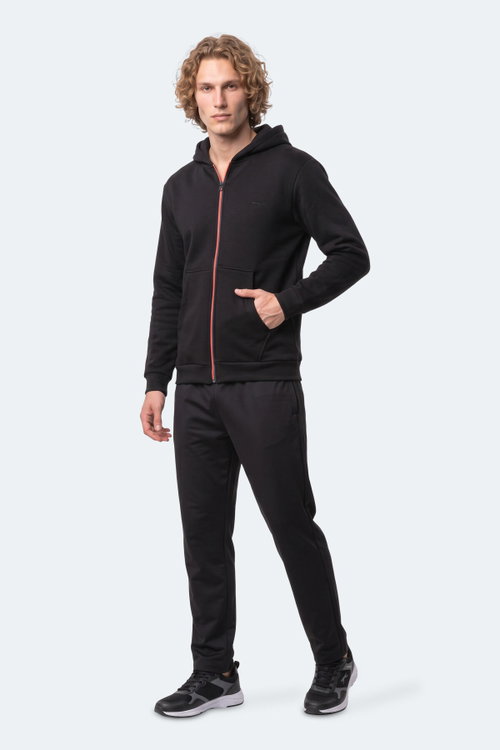Slazenger KISHAN I Erkek Kapüşonlu Siyah Sweatshırt