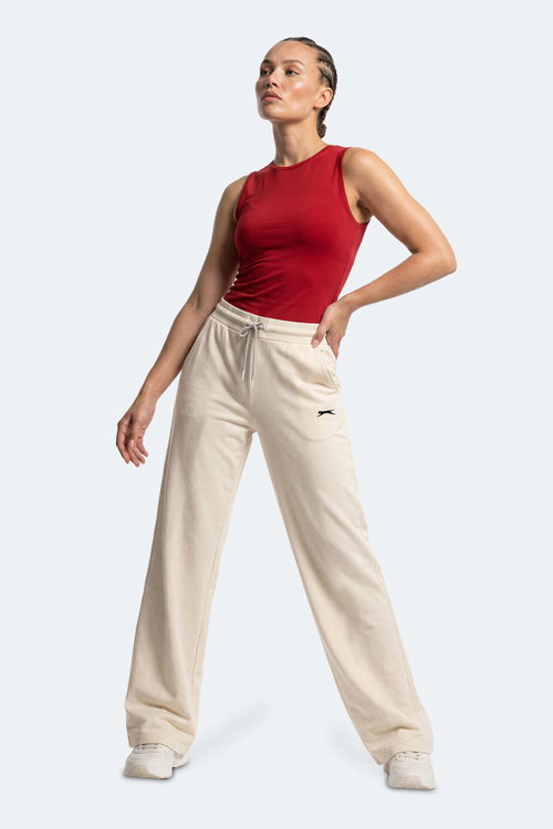 Slazenger KISSED IN Kadın Bol Paça Flare Bej Eşofman Altı