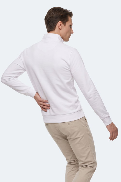 Slazenger KIVO I Erkek Dik Yaka Fermuarlı Beyaz Sweatshırt