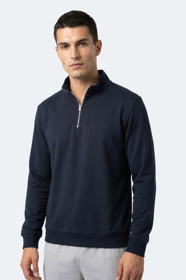 Slazenger KIVO I Erkek Dik Yaka Fermuarlı Lacivert Sweatshırt