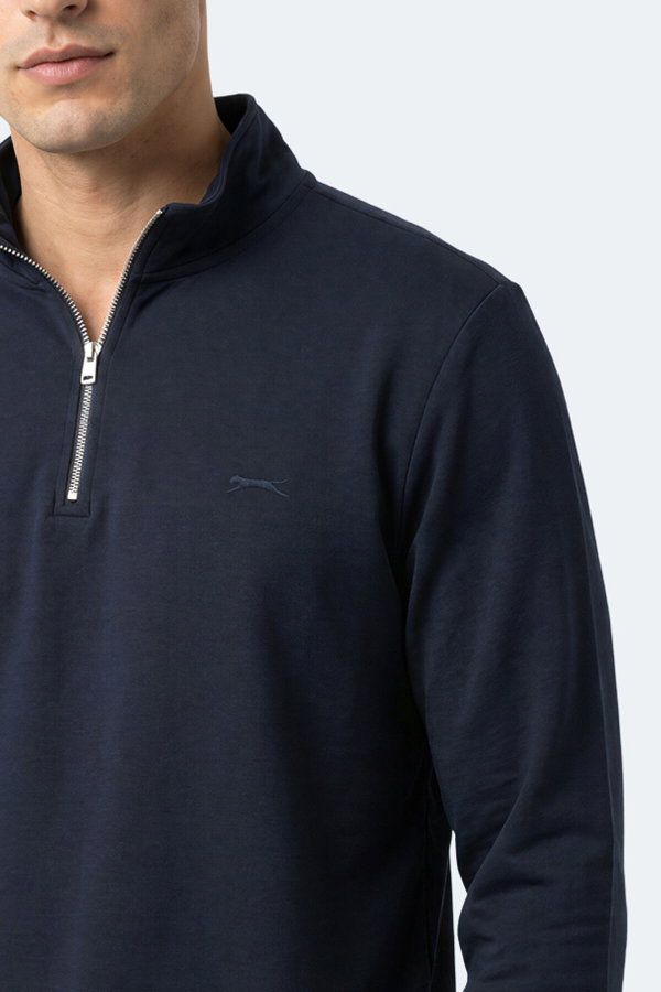 Slazenger KIVO I Erkek Dik Yaka Fermuarlı Lacivert Sweatshırt