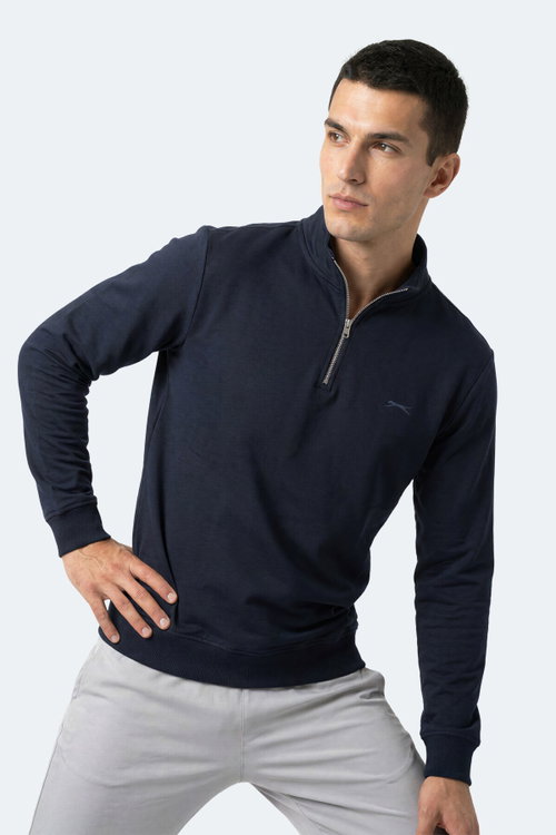 Slazenger KIVO I Erkek Dik Yaka Fermuarlı Lacivert Sweatshırt
