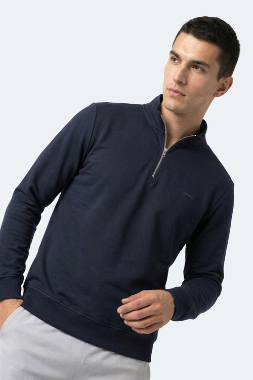 Slazenger KIVO I Erkek Dik Yaka Fermuarlı Lacivert Sweatshırt