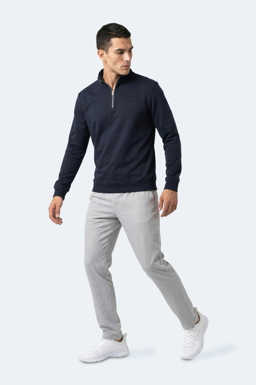 Slazenger KIVO I Erkek Dik Yaka Fermuarlı Lacivert Sweatshırt