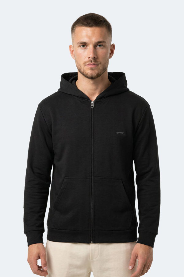 Slazenger KIVO I Erkek Dik Yaka Fermuarlı Siyah Sweatshırt