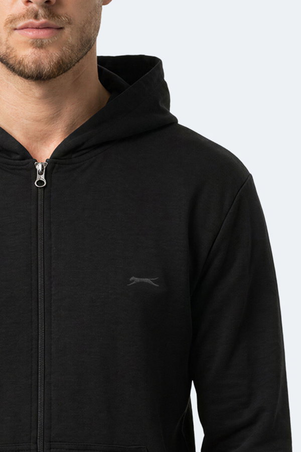 Slazenger KIVO I Erkek Dik Yaka Fermuarlı Siyah Sweatshırt