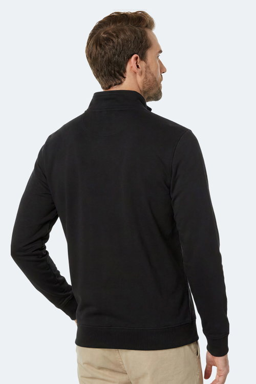 Slazenger KIVO I Erkek Dik Yaka Fermuarlı Siyah Sweatshırt