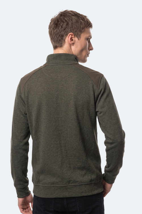 Slazenger KLASS I Erkek Dik Yaka Fermuarlı Haki Sweatshırt