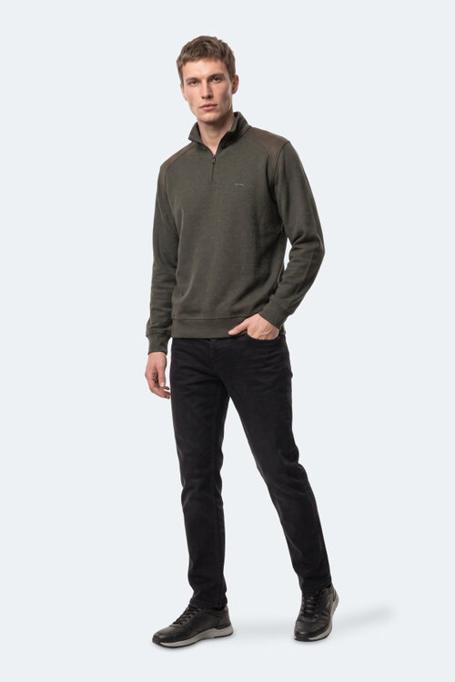 Slazenger KLASS I Erkek Dik Yaka Fermuarlı Haki Sweatshırt