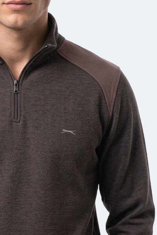 Slazenger KLASS I Erkek Dik Yaka Fermuarlı Kahve Sweatshırt