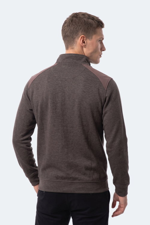 Slazenger KLASS I Erkek Dik Yaka Fermuarlı Kahve Sweatshırt