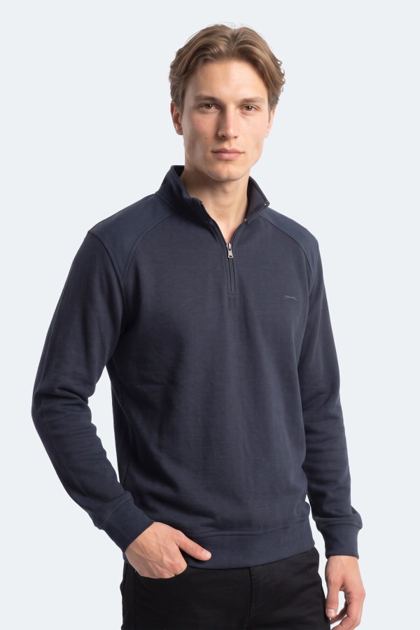 Slazenger KLASS I Erkek Dik Yaka Fermuarlı Lacivert Sweatshırt