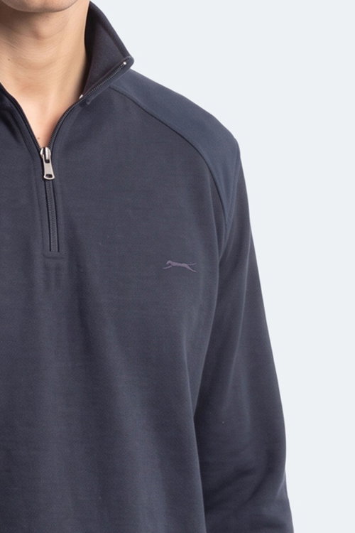 Slazenger KLASS I Erkek Dik Yaka Fermuarlı Lacivert Sweatshırt