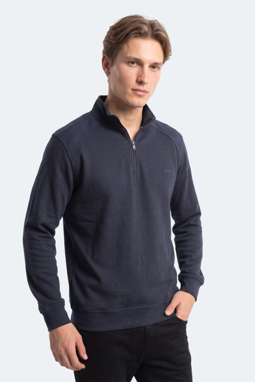 Slazenger KLASS I Erkek Dik Yaka Fermuarlı Lacivert Sweatshırt