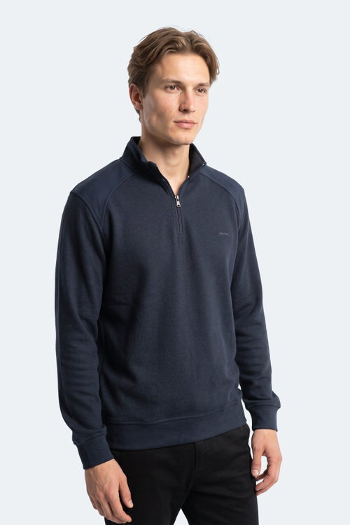 Slazenger KLASS I Erkek Dik Yaka Fermuarlı Lacivert Sweatshırt