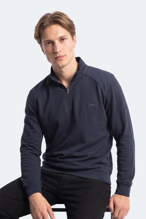 Slazenger KLASS I Erkek Dik Yaka Fermuarlı Lacivert Sweatshırt