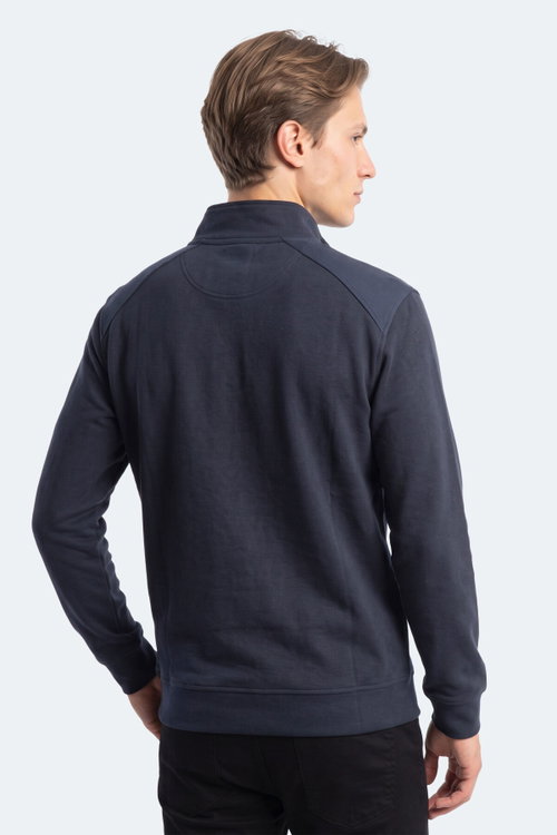 Slazenger KLASS I Erkek Dik Yaka Fermuarlı Lacivert Sweatshırt