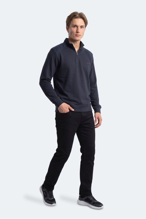 Slazenger KLASS I Erkek Dik Yaka Fermuarlı Lacivert Sweatshırt