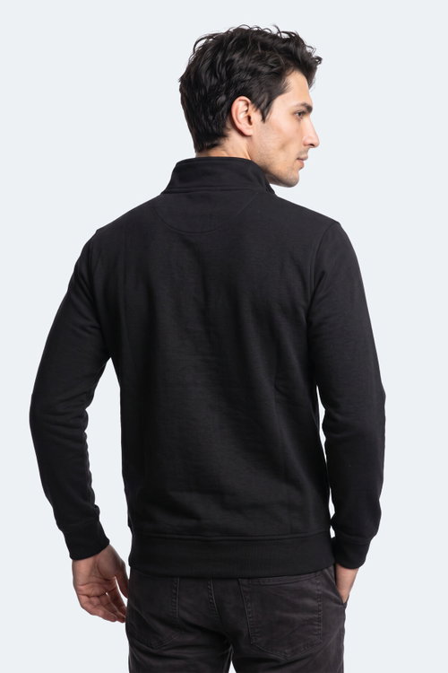 Slazenger KLASS I Erkek Dik Yaka Fermuarlı Siyah Sweatshırt