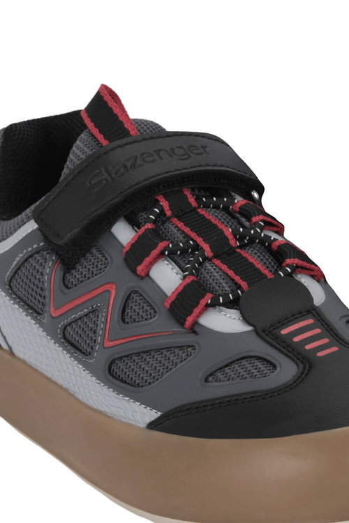 Slazenger KOBALT I Erkek Çocuk Cırt Cırtlı Koyu Gri / Siyah Günlük Spor Ayakkabısı