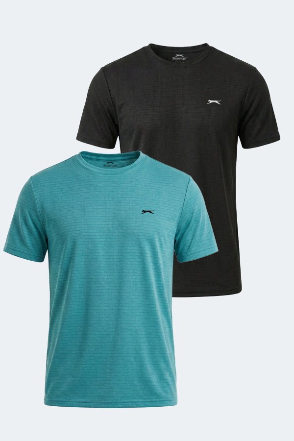 Slazenger KOFONA 2 Lİ SET Erkek Turkuaz - Siyah Tişört