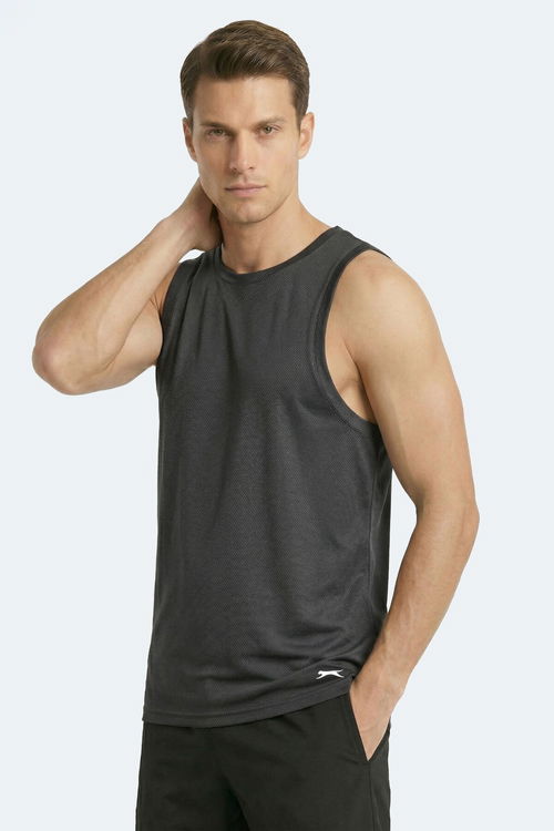 Slazenger KORBA Erkek Kolsuz Koyu Gri Tişört