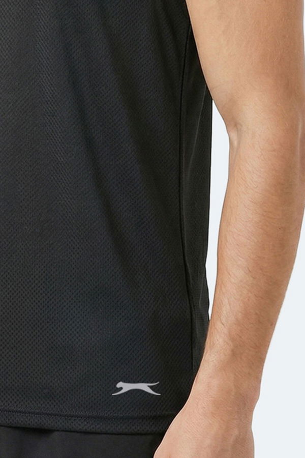 Slazenger KORBA Erkek Kolsuz Siyah Tişört