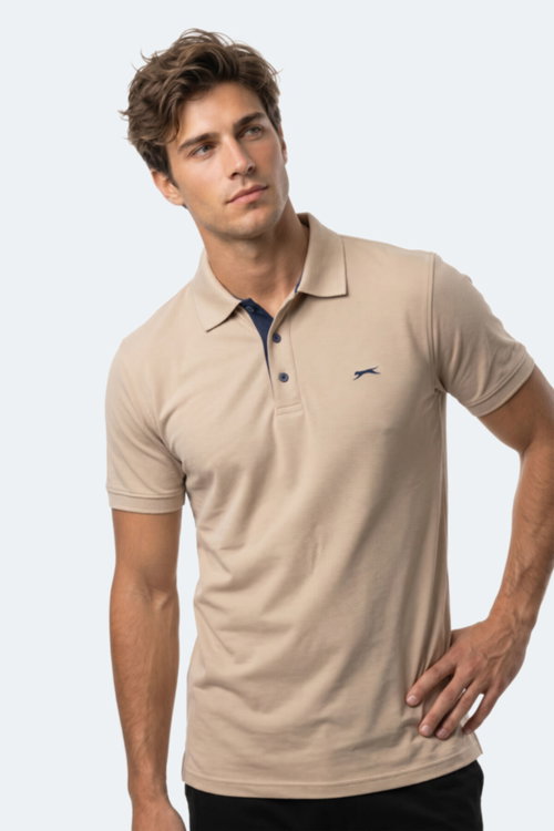 Slazenger KORS Erkek Polo Yaka Bej Tişört
