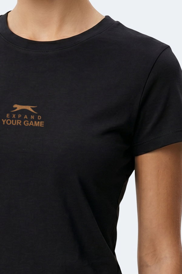 Slazenger KOSTA Kadın Baskılı Siyah Tişört