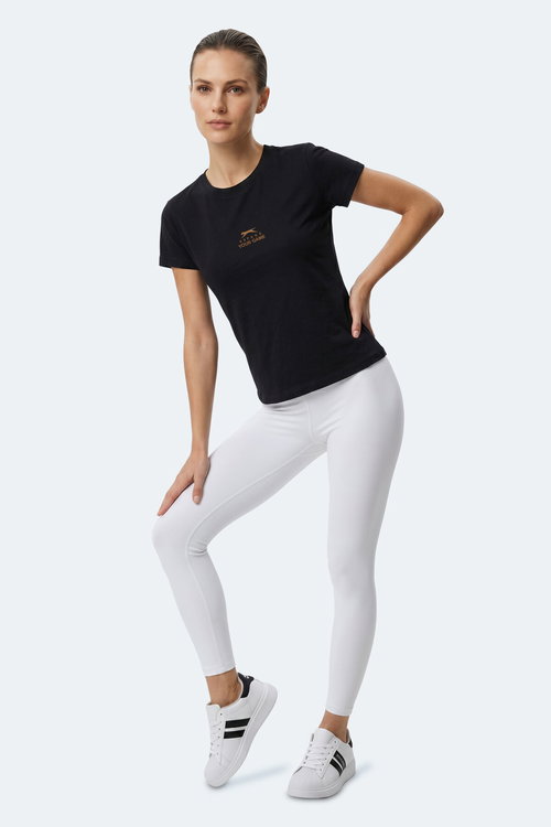 Slazenger KOSTA Kadın Baskılı Siyah Tişört