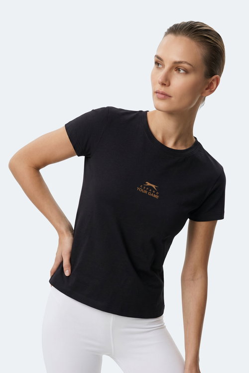 Slazenger KOSTA Kadın Baskılı Siyah Tişört