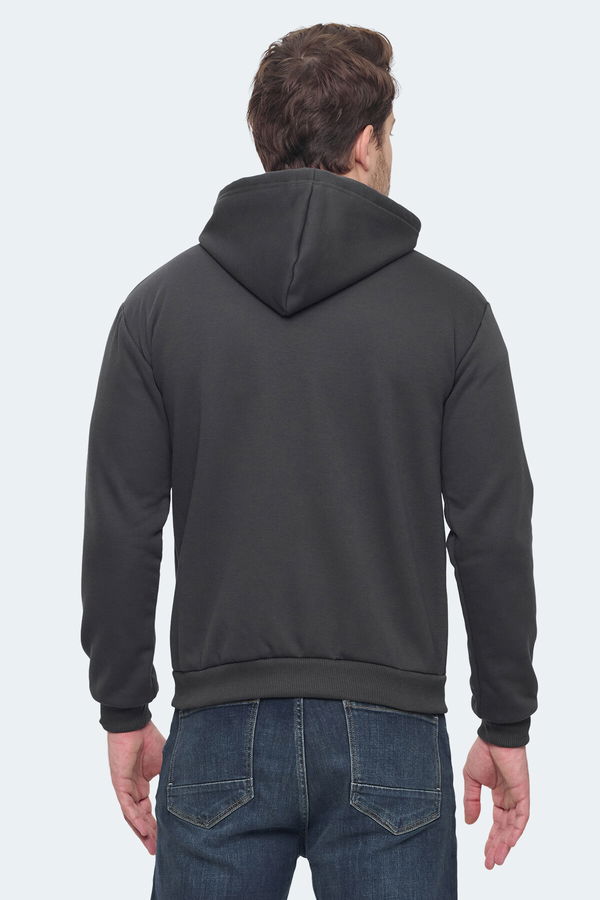 Slazenger KOZZAX IN Erkek Fermuarlı Kapüşonlu Cepli Antrasit Sweatshirt