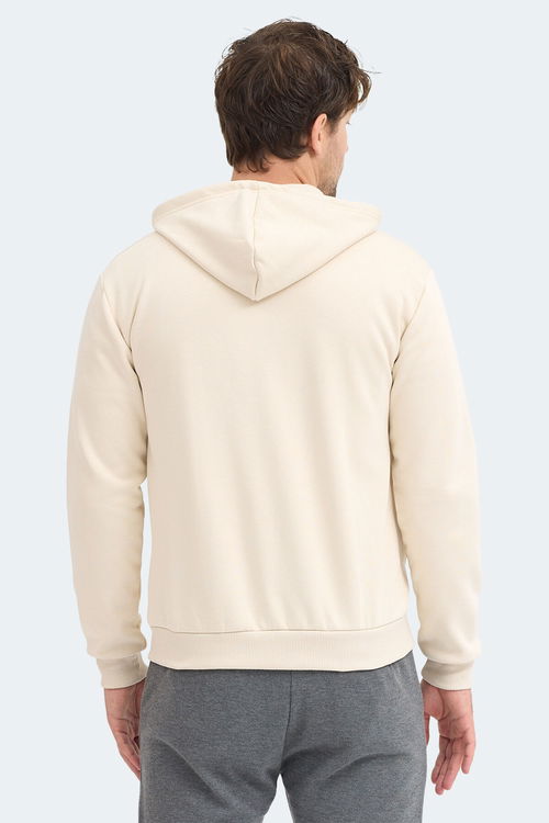 Slazenger KOZZAX IN Erkek Fermuarlı Kapüşonlu Cepli Bej Sweatshırt