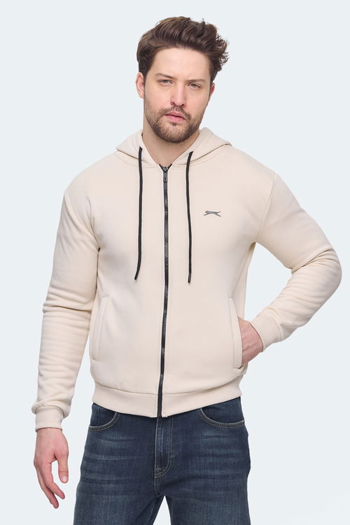 Slazenger KOZZAX IN Erkek Fermuarlı Kapüşonlu Cepli Kahve Sweatshirt