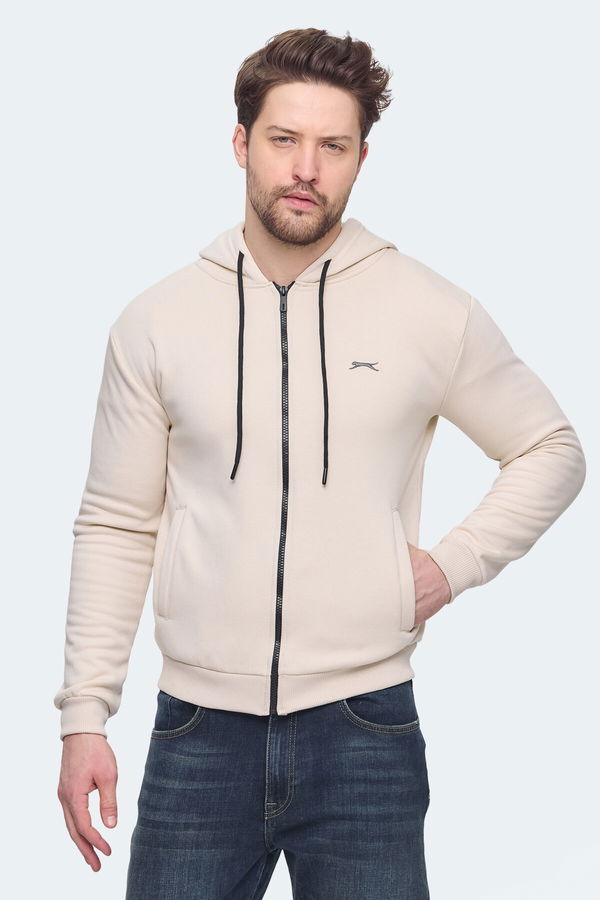 Slazenger KOZZAX IN Erkek Fermuarlı Kapüşonlu Cepli Kahve Sweatshirt
