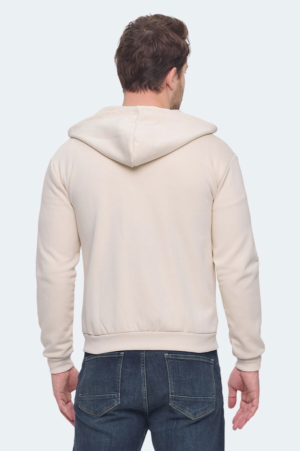 Slazenger KOZZAX IN Erkek Fermuarlı Kapüşonlu Cepli Kahve Sweatshirt