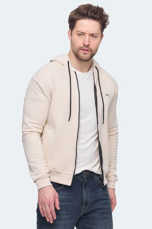 Slazenger KOZZAX IN Erkek Fermuarlı Kapüşonlu Cepli Kahve Sweatshirt