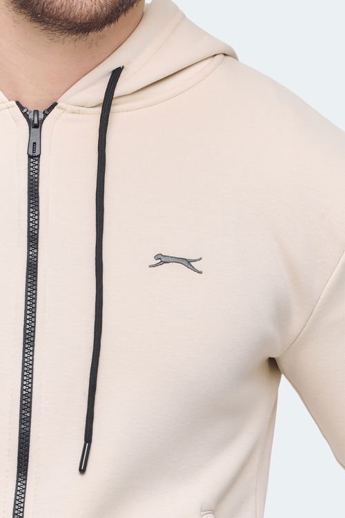 Slazenger KOZZAX IN Erkek Fermuarlı Kapüşonlu Cepli Kahve Sweatshirt
