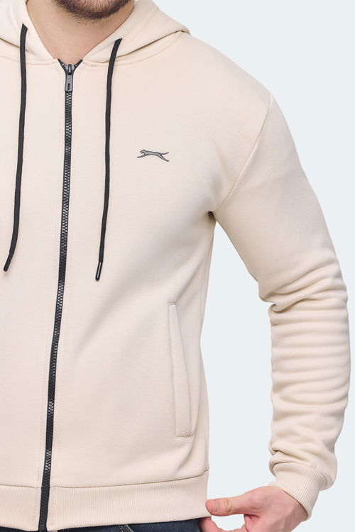 Slazenger KOZZAX IN Erkek Fermuarlı Kapüşonlu Cepli Kahve Sweatshirt