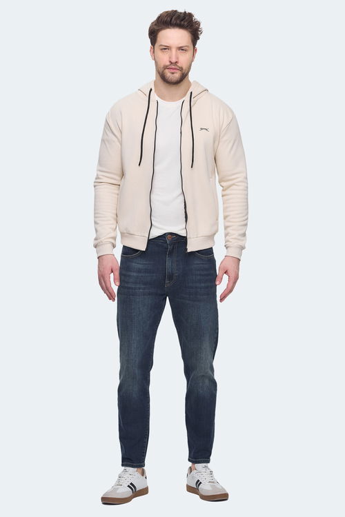 Slazenger KOZZAX IN Erkek Fermuarlı Kapüşonlu Cepli Kahve Sweatshirt