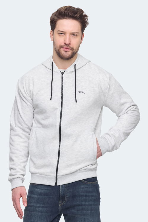 Slazenger KOZZAX IN Erkek Fermuarlı Kapüşonlu Cepli Koyu Gri Sweatshirt