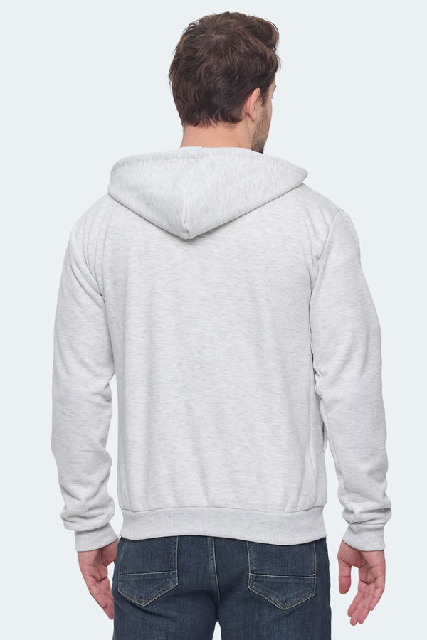 Slazenger KOZZAX IN Erkek Fermuarlı Kapüşonlu Cepli Koyu Gri Sweatshirt