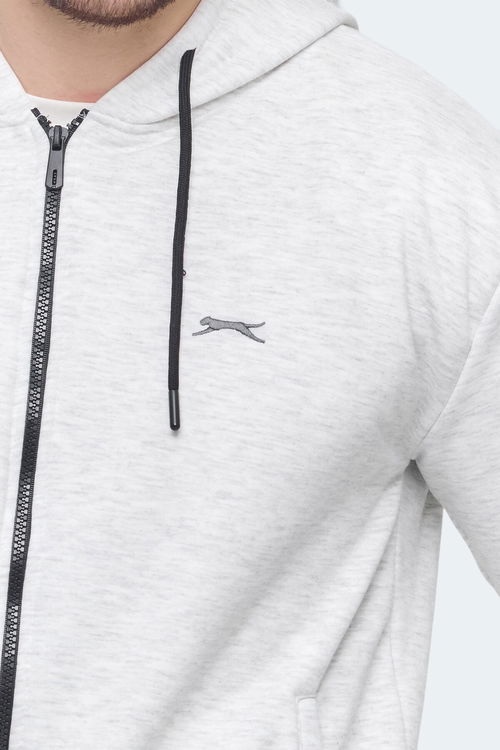 Slazenger KOZZAX IN Erkek Fermuarlı Kapüşonlu Cepli Koyu Gri Sweatshirt