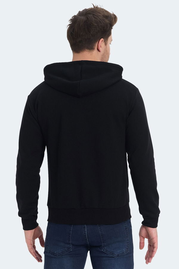 Slazenger KOZZAX IN Erkek Fermuarlı Kapüşonlu Cepli Siyah Sweatshirt