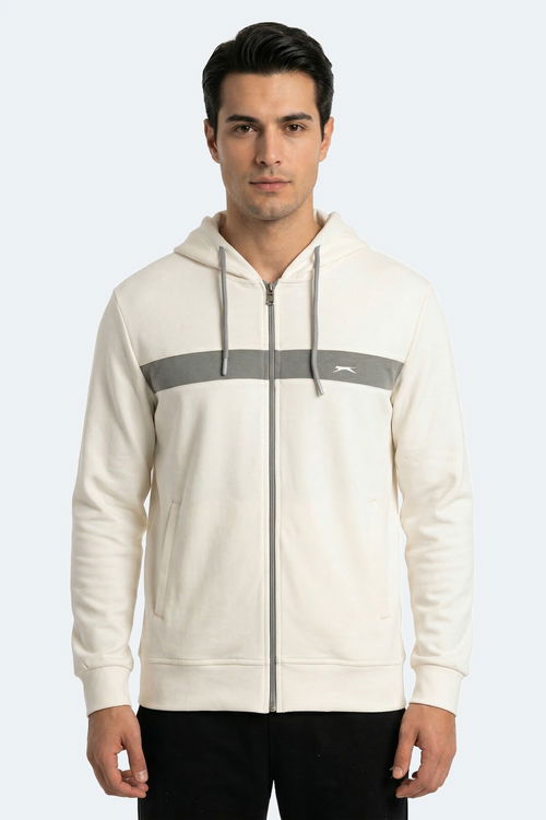 Slazenger KRALON I Erkek Kapüşonlu Cepli Ekru Sweatshırt