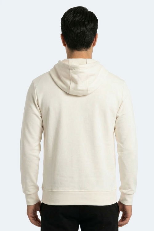 Slazenger KRALON I Erkek Kapüşonlu Cepli Ekru Sweatshırt