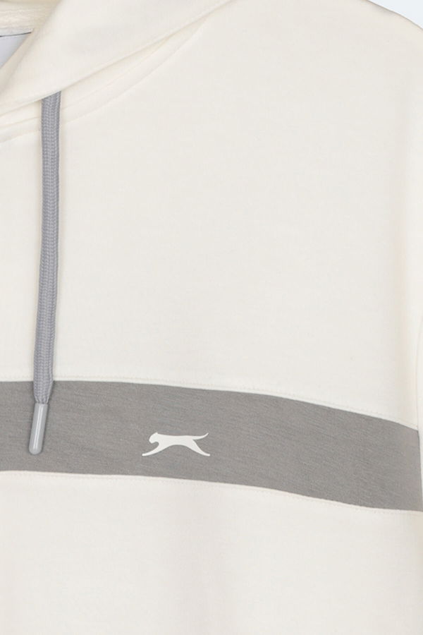 Slazenger KRALON I Erkek Kapüşonlu Cepli Ekru Sweatshırt