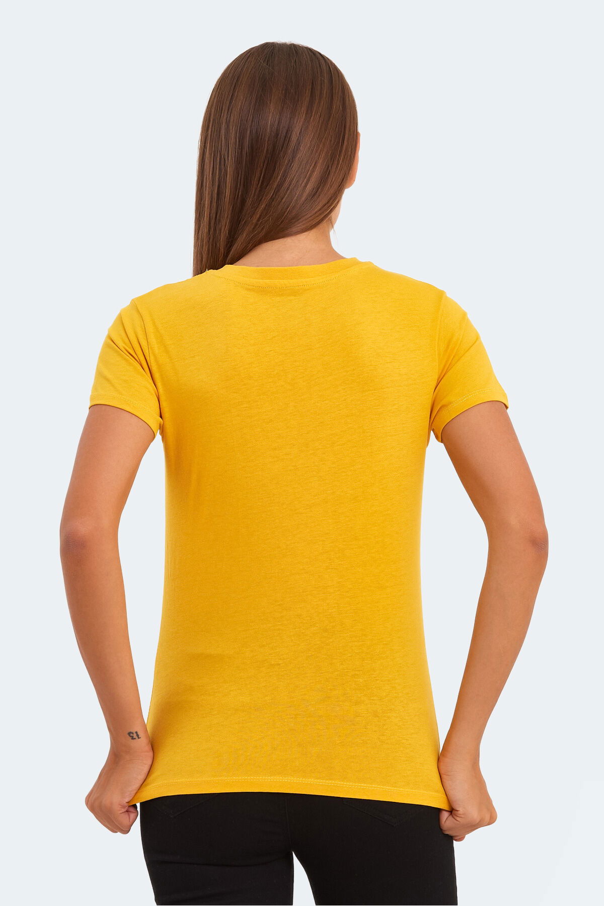 Slazenger KRISTEN I Kadın V Yaka Hardal Tişört - Thumbnail