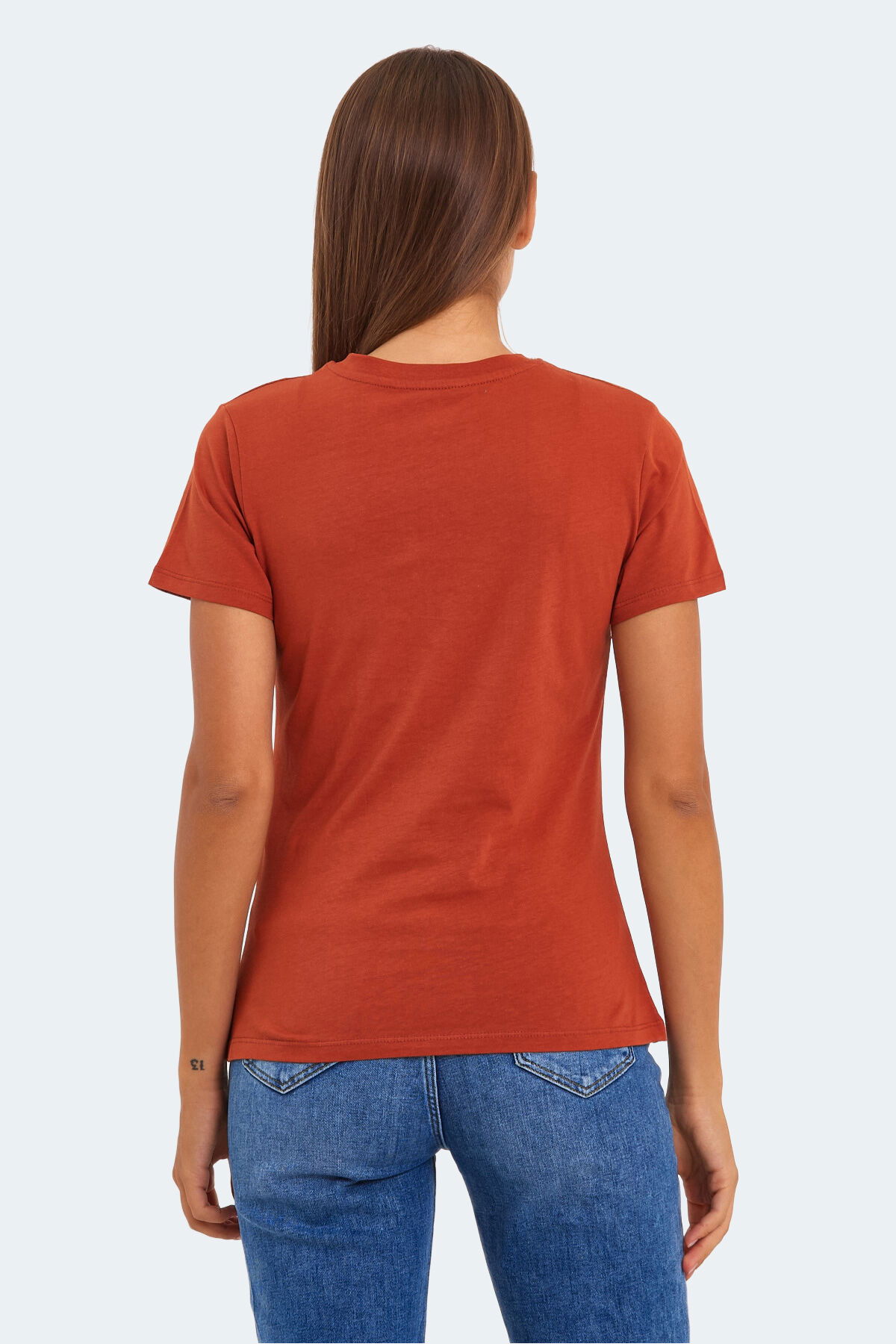 Slazenger KRISTEN I Kadın V Yaka Kiremit Tişört - Thumbnail