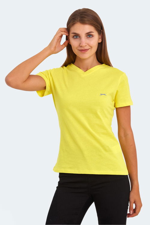 Slazenger KRISTEN I Kadın V Yaka Sarı Tişört